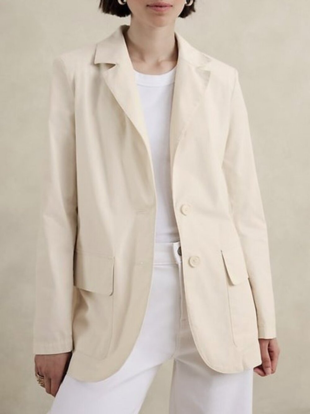 New Banana Republic Stretch Cotton Blazer Khaki XS $140